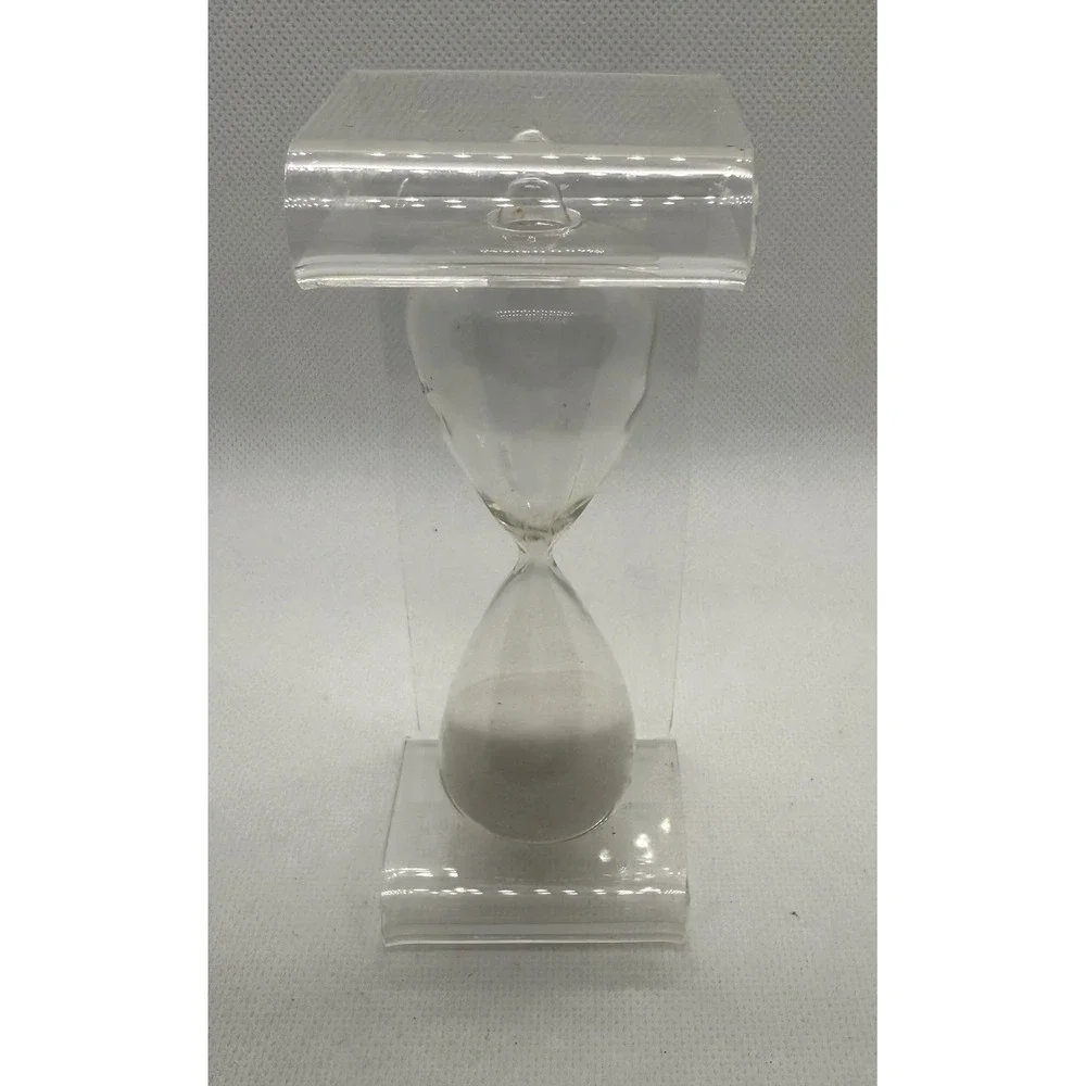 Vintage 5 Minute Hourglass Timer Plastic Frame Lucite Sand Chamber Desk Decor